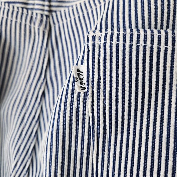 Vintage 60s 70s Levi's Big E StaPrest Flare Disco Blue Striped Pants Jeans 30x30 - Picture 8 of 8